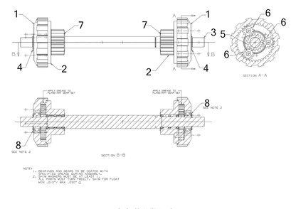 Planetary Shaft Assembly Diagram and Parts List for 3X26-INCHTRAC (31AH7DVX710)(2019) Cub Cadet Snow Blower